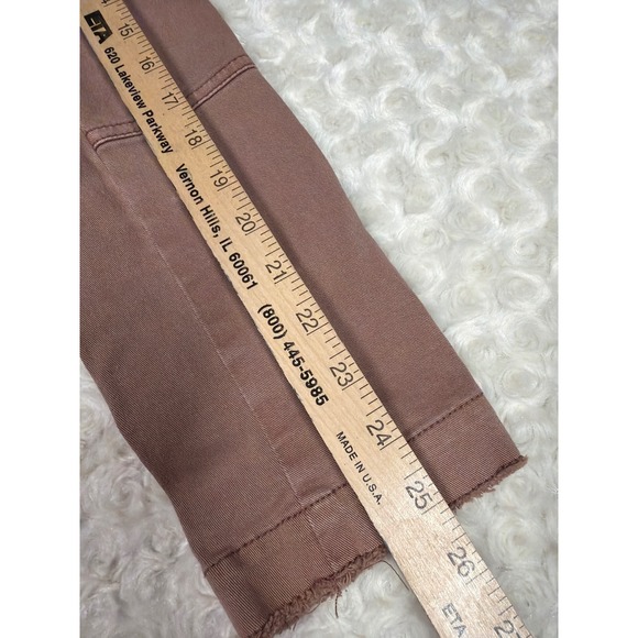 Free People Military Inspired Ruffle Jacket Button Front Distressed Brown Size M - Picture 12 of 15